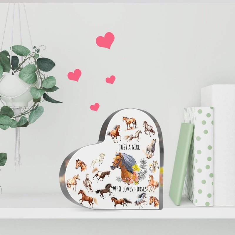 MUNLICAR Horses Gifts for Horses Lovers, Horses Lover Birthday Gifts for Women, Just a Girl Who Loves Acrylic Sign, Horses Themed Paperweight Birthday Friendships Gifts, Desk Table Decor for Girls - Image 4